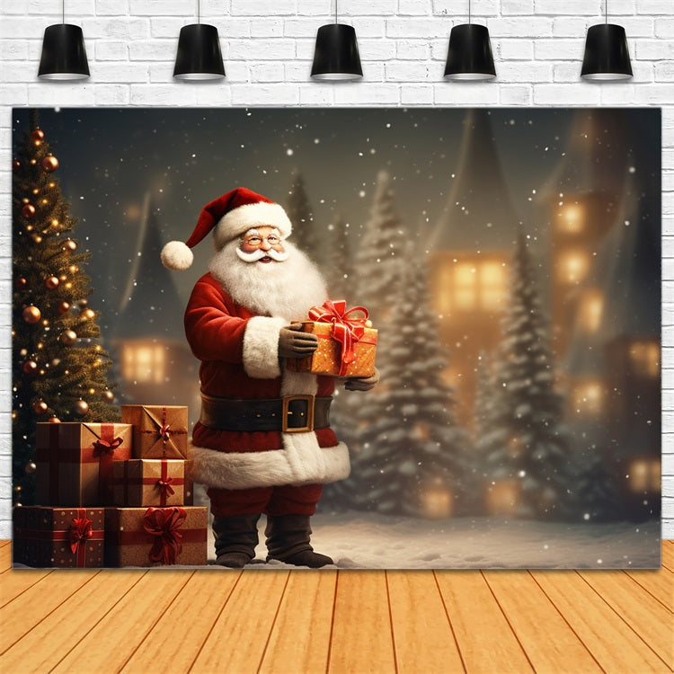 Christmas Photography Backdrops Santa Gift Snowy Wonderland Backdrop BRP11-115