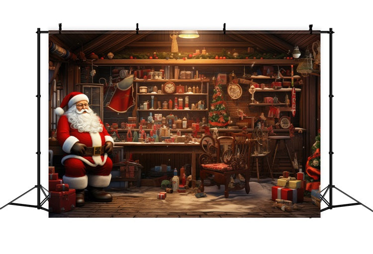 Backdrops For Christmas Holiday Spirit Santa's Workshop Backdrop BRP11-116