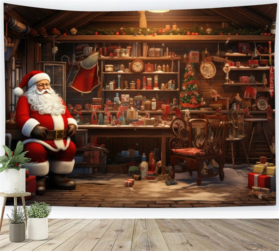 Backdrops For Christmas Holiday Spirit Santa's Workshop Backdrop BRP11-116