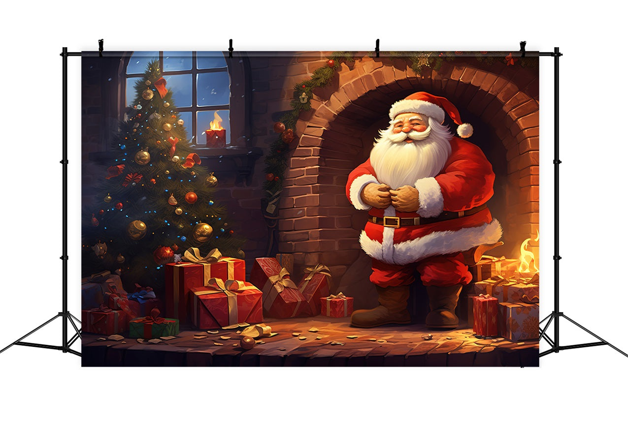 Backdrops Christmas Festive Fireplace Santa Backdrop BRP11-118