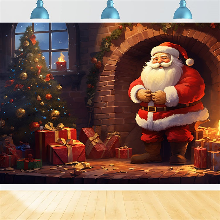 Backdrops Christmas Festive Fireplace Santa Backdrop BRP11-118