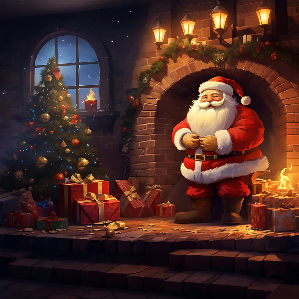 Backdrops Christmas Festive Fireplace Santa Backdrop BRP11-118