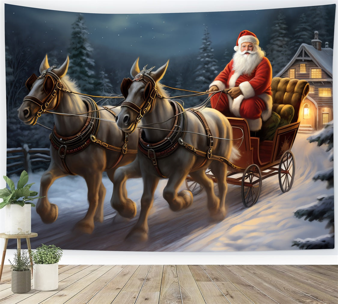 Christmas Photo Booth Backdrop Reindeer Santa's Sleigh Backdrop BRP11-120