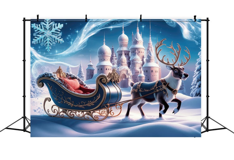 Christmas Picture Backdrops Wonderland Castle Sleigh Reindeer Backdrop BRP11-121