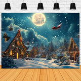 Christmas Village Backdrop Santa's Sleigh Flying Backdrop BRP11-123