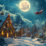 Christmas Village Backdrop Santa's Sleigh Flying Backdrop BRP11-123