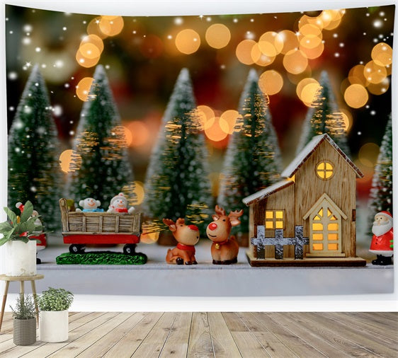 Christmas Photography Backdrop Cute Santa Reindeer Backdrop BRP11-124