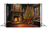 Fireplace Backdrop Christmas Tree Ambience Backdrop BRP11-125