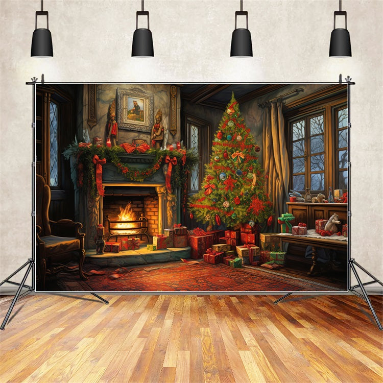 Fireplace Backdrop Christmas Tree Ambience Backdrop BRP11-125