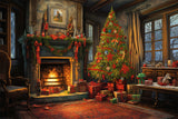 Fireplace Backdrop Christmas Tree Ambience Backdrop BRP11-125