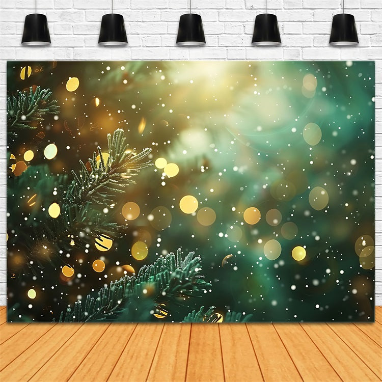 Christmas Photo Backdrops Green Gold Bokeh Shine Backdrop BRP11-140