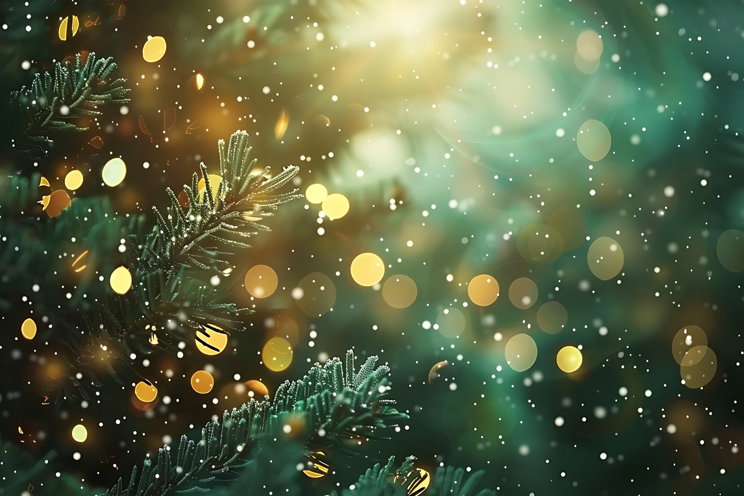 Christmas Photo Backdrops Green Gold Bokeh Shine Backdrop BRP11-140