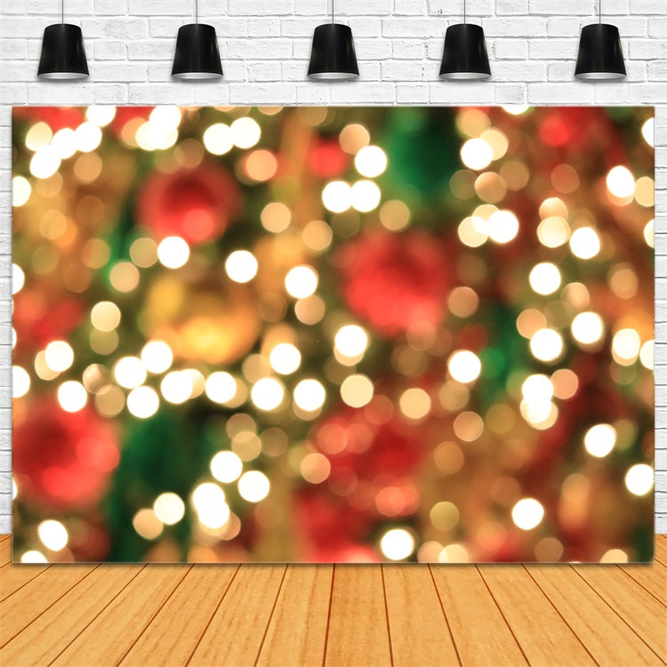 Christmas Photography Backdrop Green Gold Bokeh Accents Backdrop BRP11-144