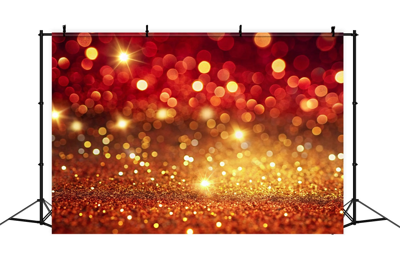 Christmas Photoshoot Backdrop Red Gold Bokeh Sparkling Backdrop BRP11-146