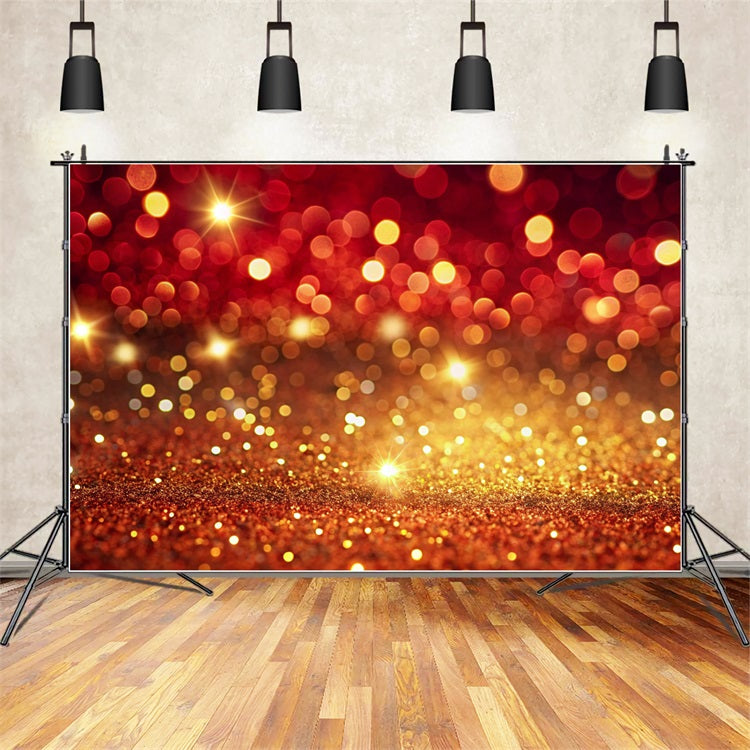 Christmas Photoshoot Backdrop Red Gold Bokeh Sparkling Backdrop BRP11-146