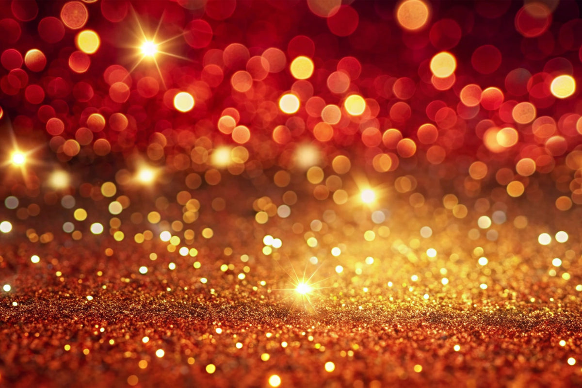 Christmas Photoshoot Backdrop Red Gold Bokeh Sparkling Backdrop BRP11-146