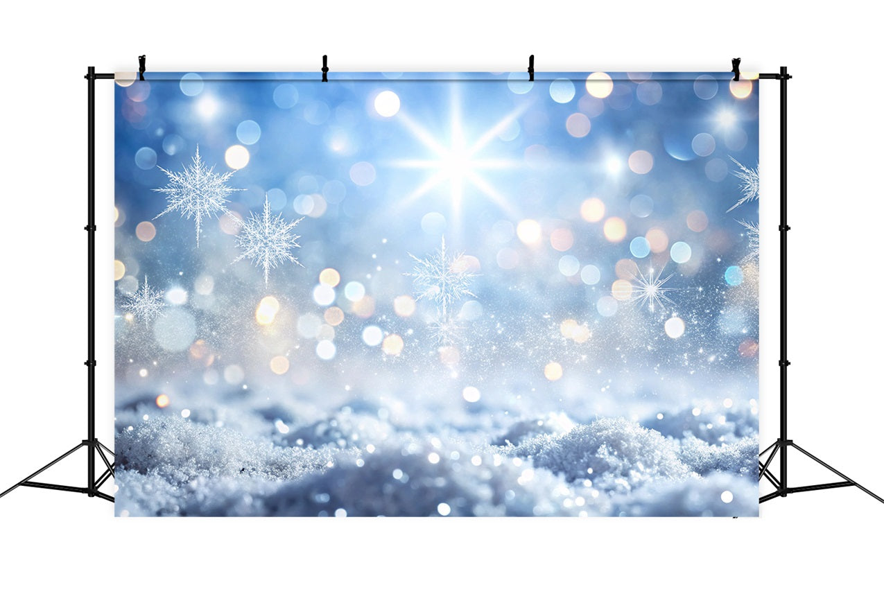 Backdrops For Christmas Icy Blue Bokeh Snowflake Backdrop BRP11-147