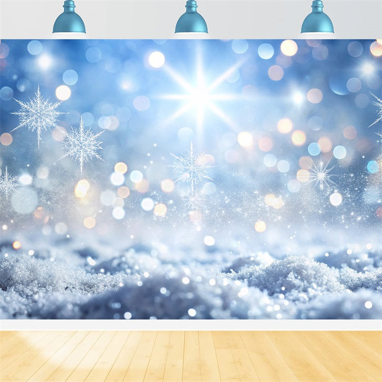 Backdrops For Christmas Icy Blue Bokeh Snowflake Backdrop BRP11-147