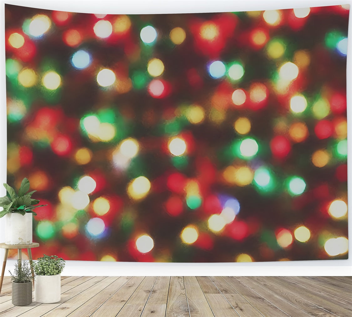 Fabric Christmas Backdrops Green Red Bokeh Lights Backdrop BRP11-149