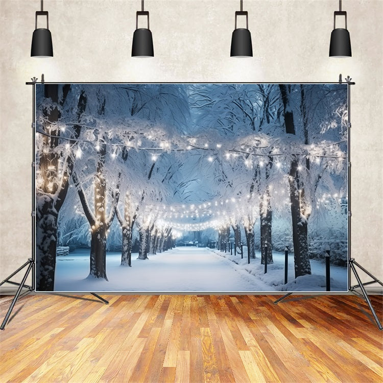 Backdrop Winter Wonderland Snowy Path Illuminated Lights Backdrop BRP11-15