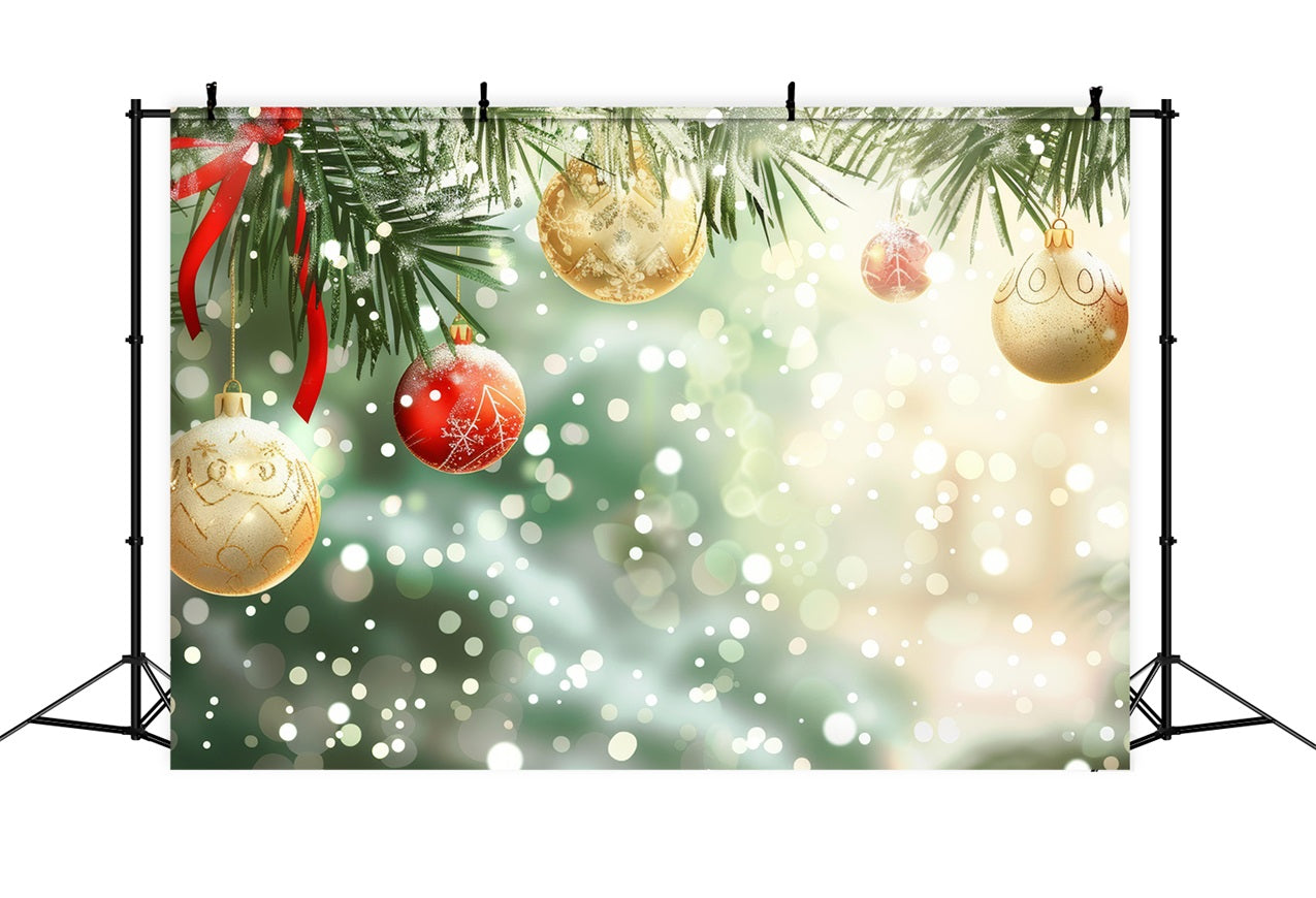 Christmas Party Backdrop Sparkling Pine Garland Ornament Backdrop BRP11-153