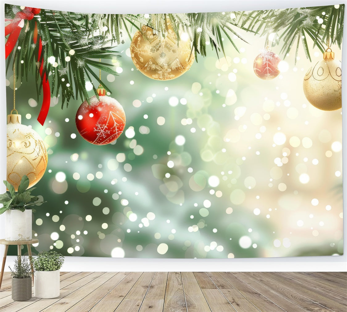 Christmas Party Backdrop Sparkling Pine Garland Ornament Backdrop BRP11-153