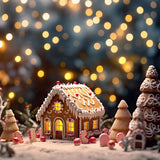 Christmas Theme Backdrop Gingerbread House Lights Backdrop BRP11-154