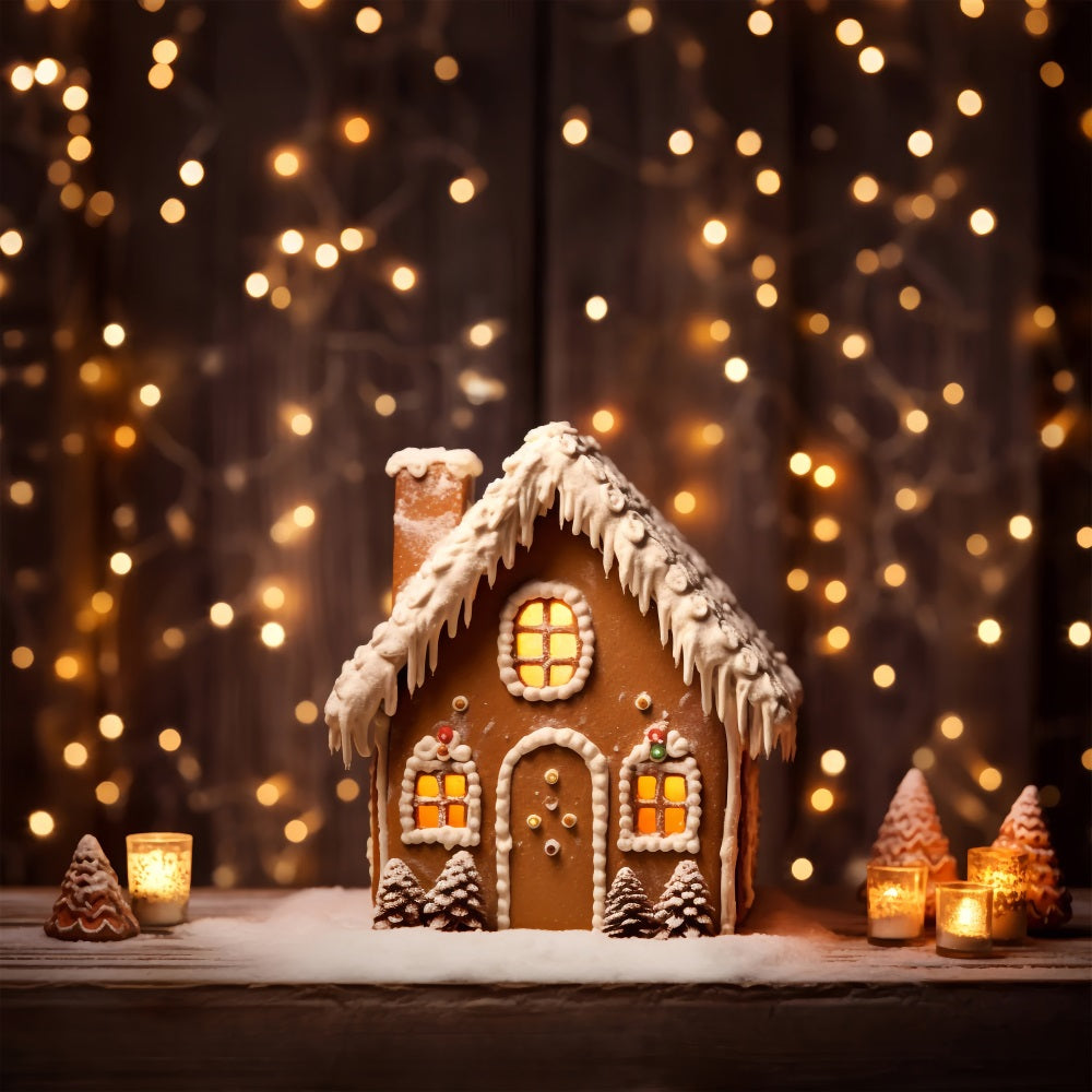 Christmas Backdrop Snowy Gingerbread House Backdrop BRP11-155