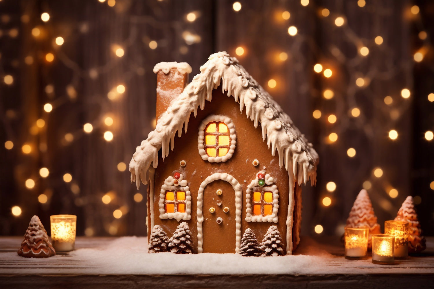 Christmas Backdrop Snowy Gingerbread House Backdrop BRP11-155