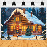 Christmas Photo Backdrop Cabin Snowy Forest Backdrop BRP11-156