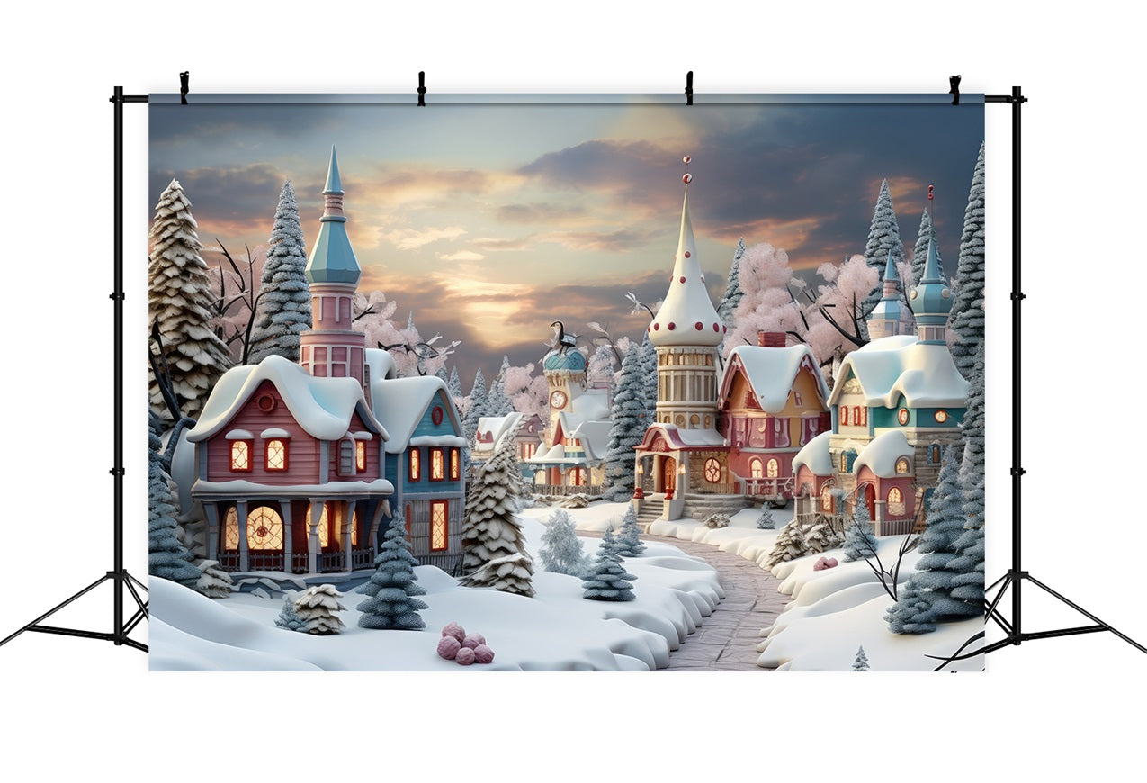 Christmas Village Backdrop Fairytale Snow Backdrop BRP11-158