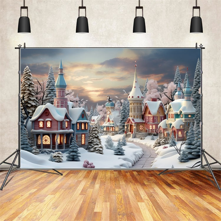 Christmas Village Backdrop Fairytale Snow Backdrop BRP11-158