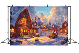 Photography Backdrops Christmas Santa's Sleigh Village Lights Backdrop BRP11-159