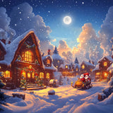 Photography Backdrops Christmas Santa's Sleigh Village Lights Backdrop BRP11-159