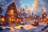 Photography Backdrops Christmas Santa's Sleigh Village Lights Backdrop BRP11-159