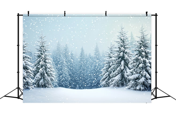 Winter Backdrop Scenes Lush Snowy Pines Backdrop BRP11-16