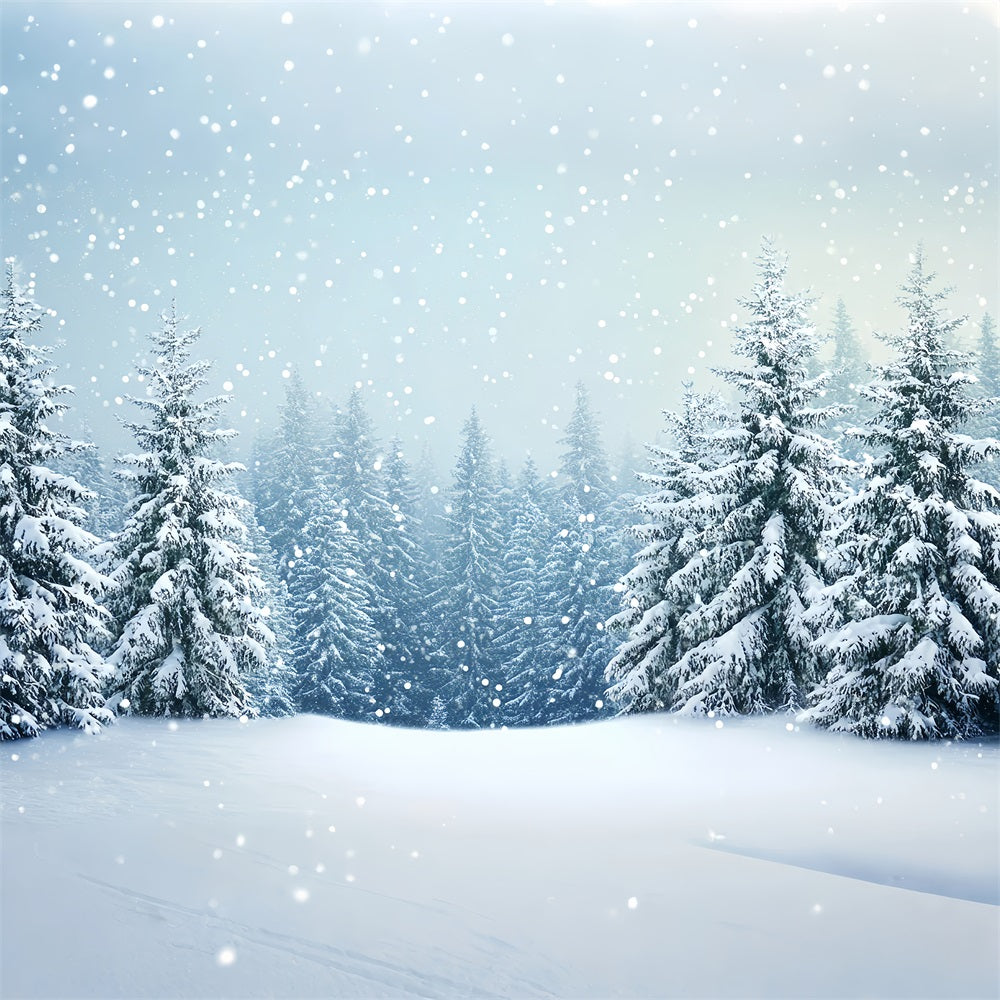 Winter Backdrop Scenes Lush Snowy Pines Backdrop BRP11-16