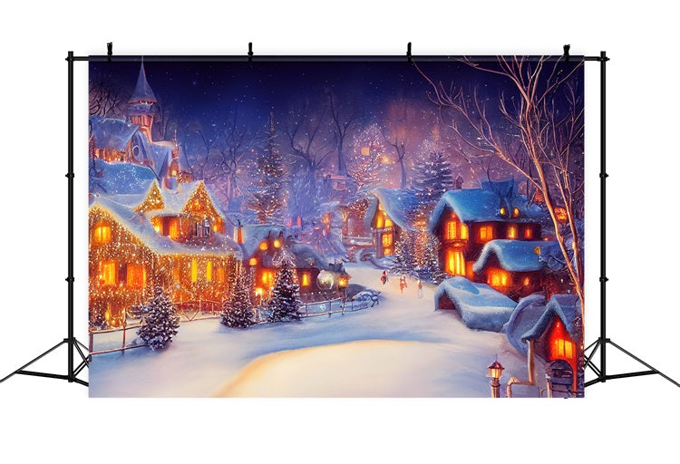 Backdrop For Christmas Nighttime Village Lights Backdrop BRP11-160