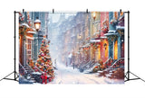 Christmas Scene Backdrops Snowy Street Decorations Backdrop BRP11-162