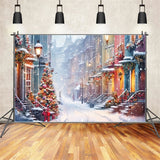 Christmas Scene Backdrops Snowy Street Decorations Backdrop BRP11-162