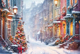 Christmas Scene Backdrops Snowy Street Decorations Backdrop BRP11-162