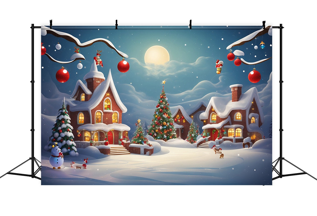 Christmas Backdrops Night Cottage Glow Backdrop BRP11-165