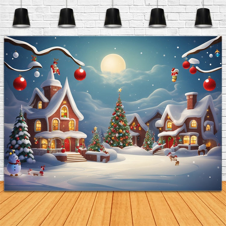 Christmas Backdrops Night Cottage Glow Backdrop BRP11-165