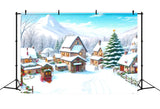 Vintage Christmas Backdrop Snowy Mountain Backdrop BRP11-167