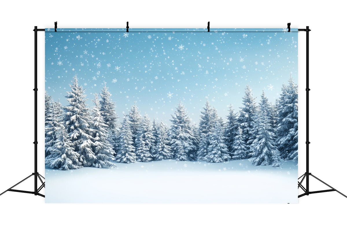 Winter Forest Backdrop Tranquility Trees Snowflakes Backdrop BRP11-17