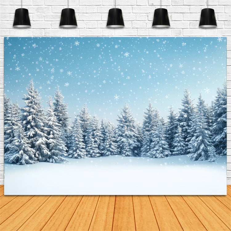 Winter Forest Backdrop Tranquility Trees Snowflakes Backdrop BRP11-17