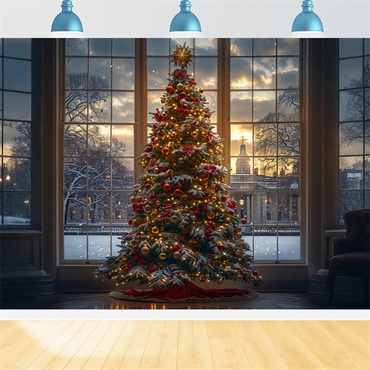 Elegant Christmas Backdrop Tree Window Backdrop BRP11-172