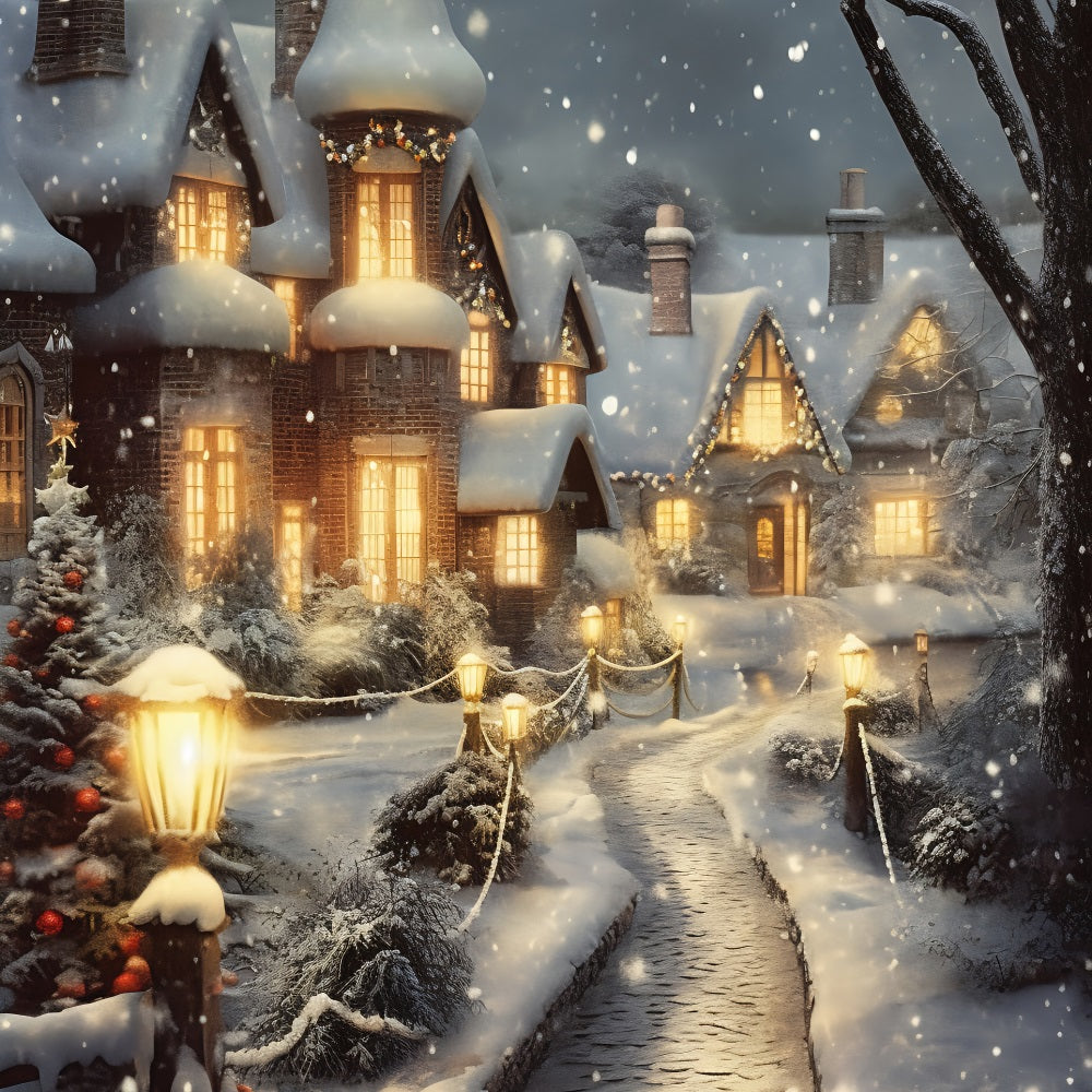 Christmas Village Backdrop Charming Pathway Backdrop BRP11-173