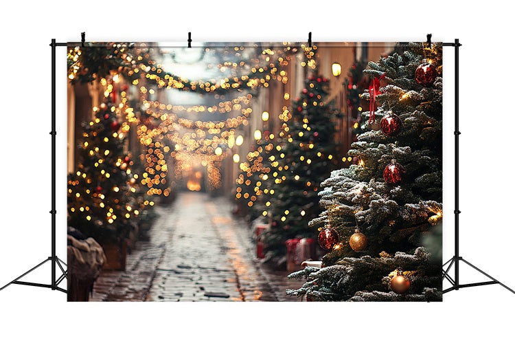 Christmas Themed Backdrops Lights Glowing Winter Alley Backdrop BRP11-182