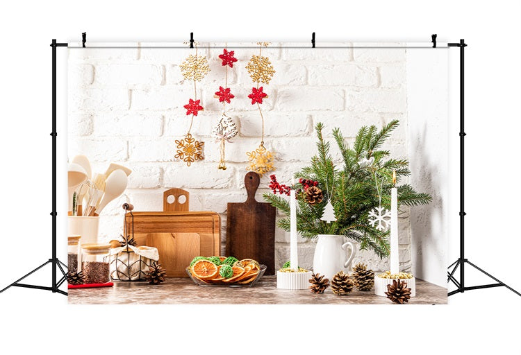 Christmas Photography Backdrops Kitchen Decor Pinecones Backdrop BRP11-188